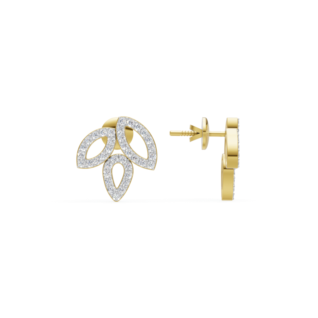 Dainty Leaf Petal Diamond Stud