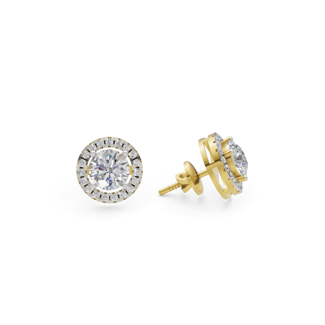 Round Halo Solitaire Stud