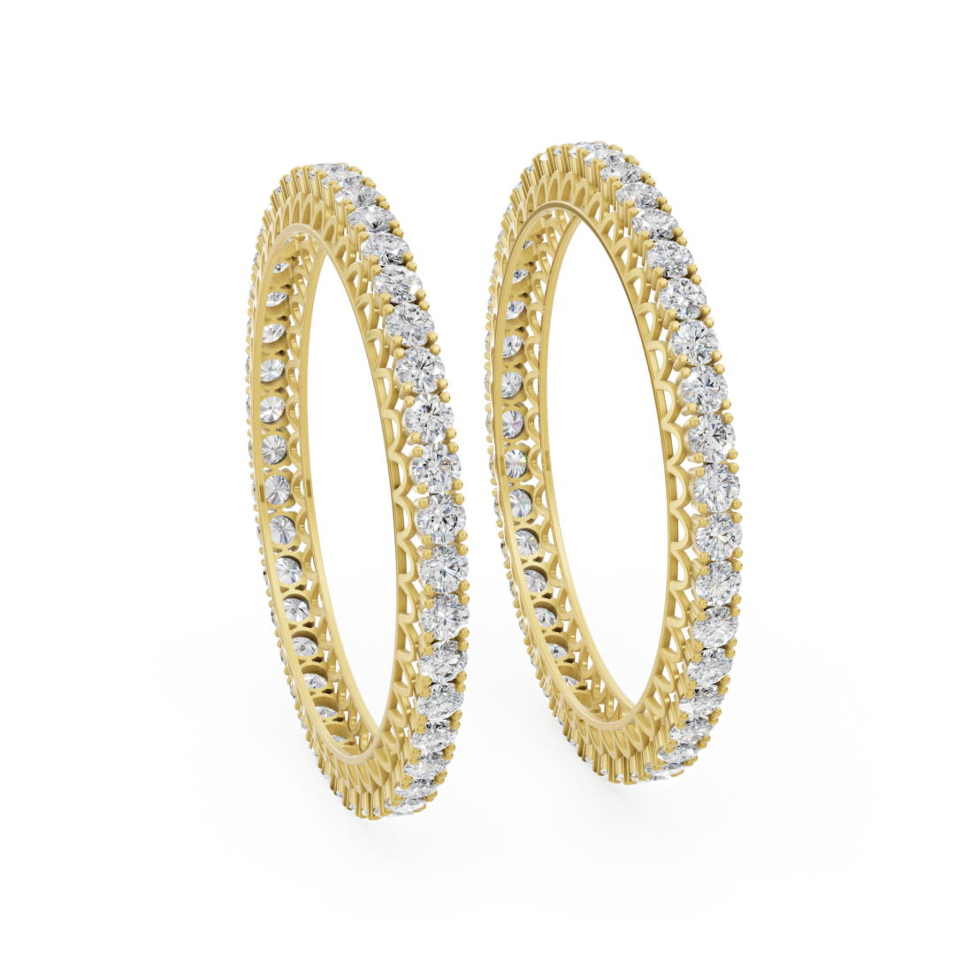 Round Cut Diamond Solitaire Bangle with Modern Aesthetic Design