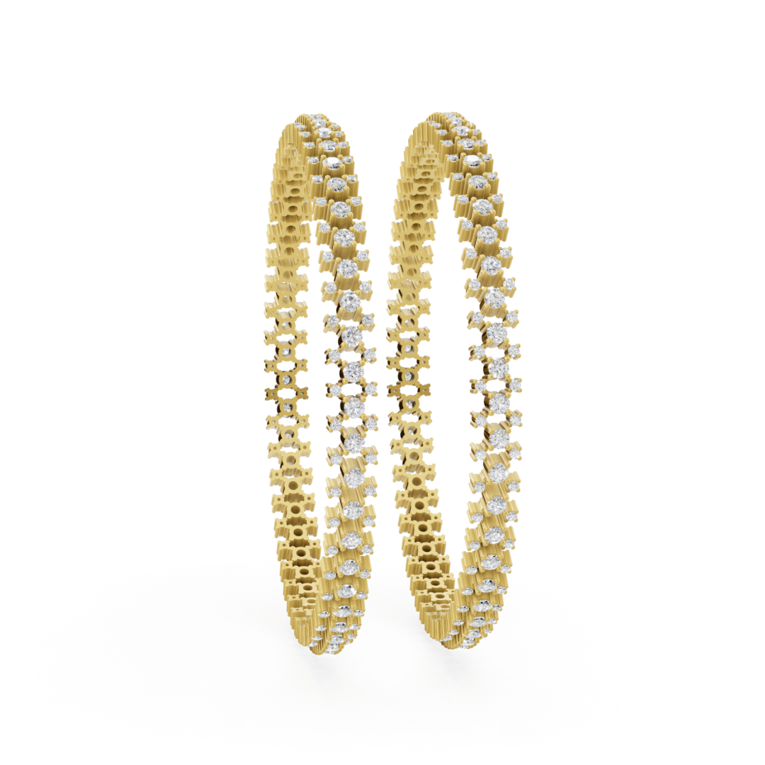 Open Scattered Diamond Bangle