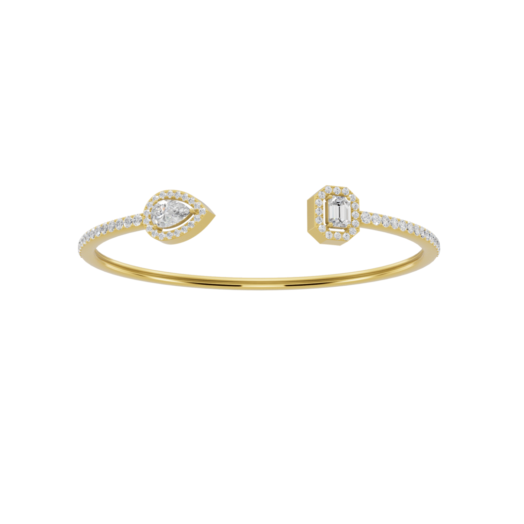 Buy Pear and Emerald Cut Halo Cuff Bracelet