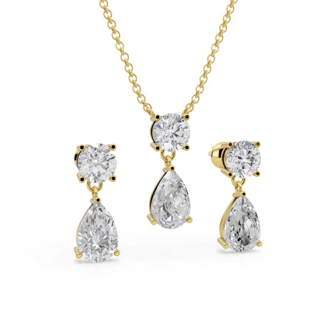 Round & Pear Duo Drop Pendant Set