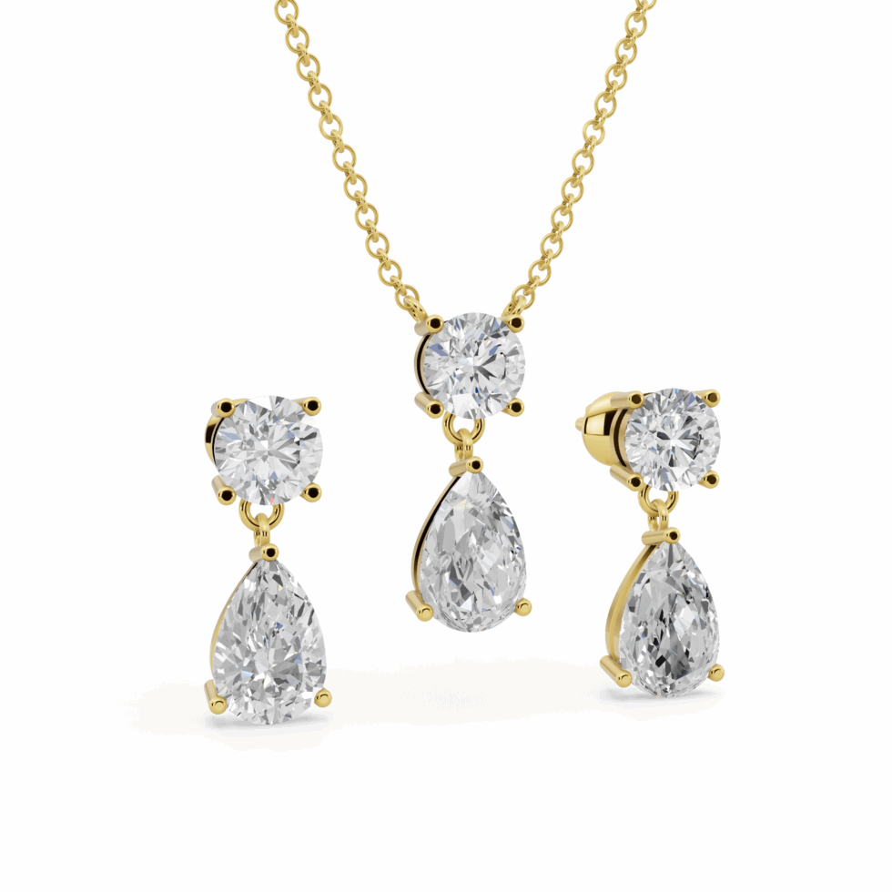 Round & Pear Duo Drop Pendant Set