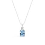 Blue Radiant Cut Diamond Pendant with 18KT Chain