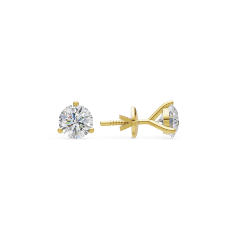 Three Prong Martini Style Diamond Stud