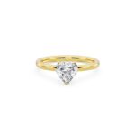 Classic Heart Cut Solitaire Diamond Ring in White or Yellow Gold