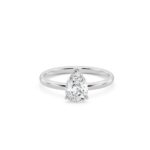 Timeless Pear Cut Diamond Solitaire Ring in White or Yellow Gold