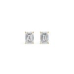 Emerald Cut Solitaire Diamond Stud