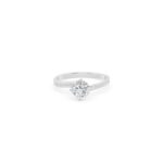 Round Cut Diamond Ring with Twist Claw Prong