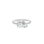 Round & Pear Toi Et Moi Diamond Ring With Accent Band