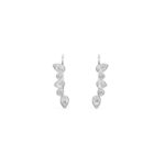 Elegant Pear Diamond Ear Climbers in White, Yellow, or Rose Gold