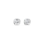 Bezel Set Cushion Diamond Solitaire Stud