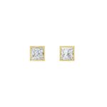 Bezel Set Princess Diamond Solitaire Stud