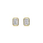 Bezel Set Emerald Diamond Solitaire Stud