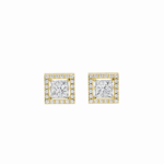 Princess Diamond Halo Stud Earrings