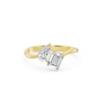 Pear & Emerald Toi Et Moi Diamond Ring