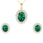 Royal Green Halo Pendant Set 18kt & 14kt Gold
