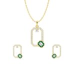 Timeless Elegance Emerald Diamond Pendant Set 18kt & 14kt Gold