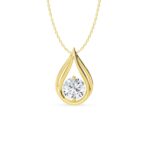 Tear Drop Set Round Diamond Pendant 18kt & 14kt Gold