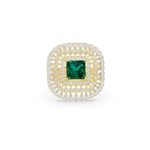 Synthetic Emerald and Lab Grown Diamond Cocktail Ring 18kt & 14kt Gold