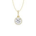 Halo Round Solitaire Pendant 14kt & 18kt Gold